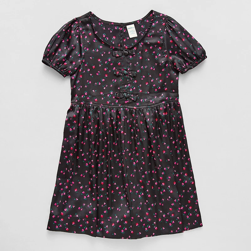 Thereabouts Little & Big Kid Girls Short Sleeve Satin A-Line Dress