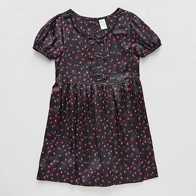 Thereabouts Little & Big Kid Girls Short Sleeve Satin A-Line Dress