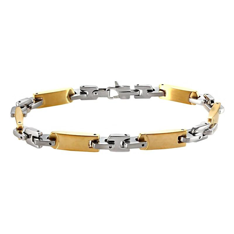 Mens Two-Tone Stainless Steel Link Bracelet