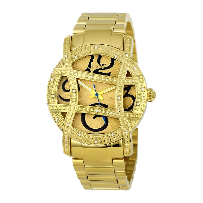JBW Olympia Womens 1/5 CT. T.W. Diamond Gold-Tone Stainless Steel Bracelet Watch