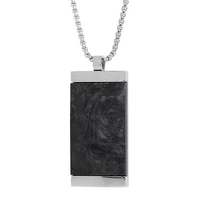 Mens Sterling Silver Dog Tag 24 Inch Pendant Necklace