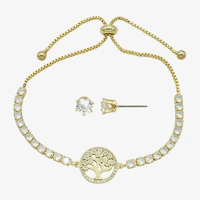 Sparkle Allure Tree Of Life Womens Cubic Zirconia 14K Gold Over Brass 2-pc. Jewelry Set