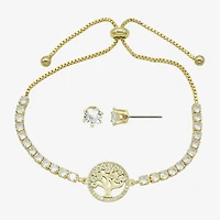 Sparkle Allure Tree Of Life Womens Cubic Zirconia 14K Gold Over Brass 2-pc. Jewelry Set