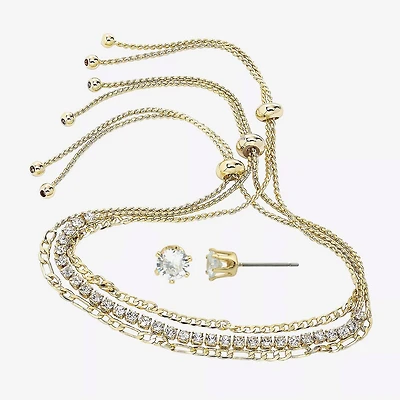Sparkle Allure Womens Simulated Pearl 14K Gold Over Brass 4-pc. Jewelry Set