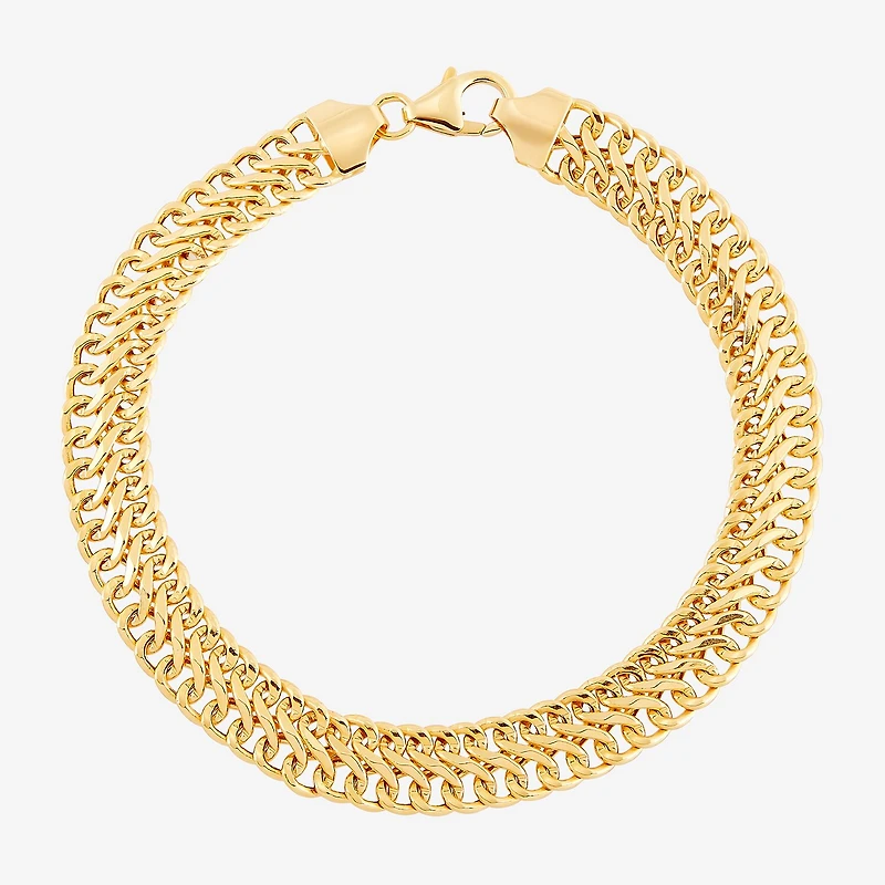 Made in Italy Womens 14K Gold Hollow 7.25 Inch Link Bracelet