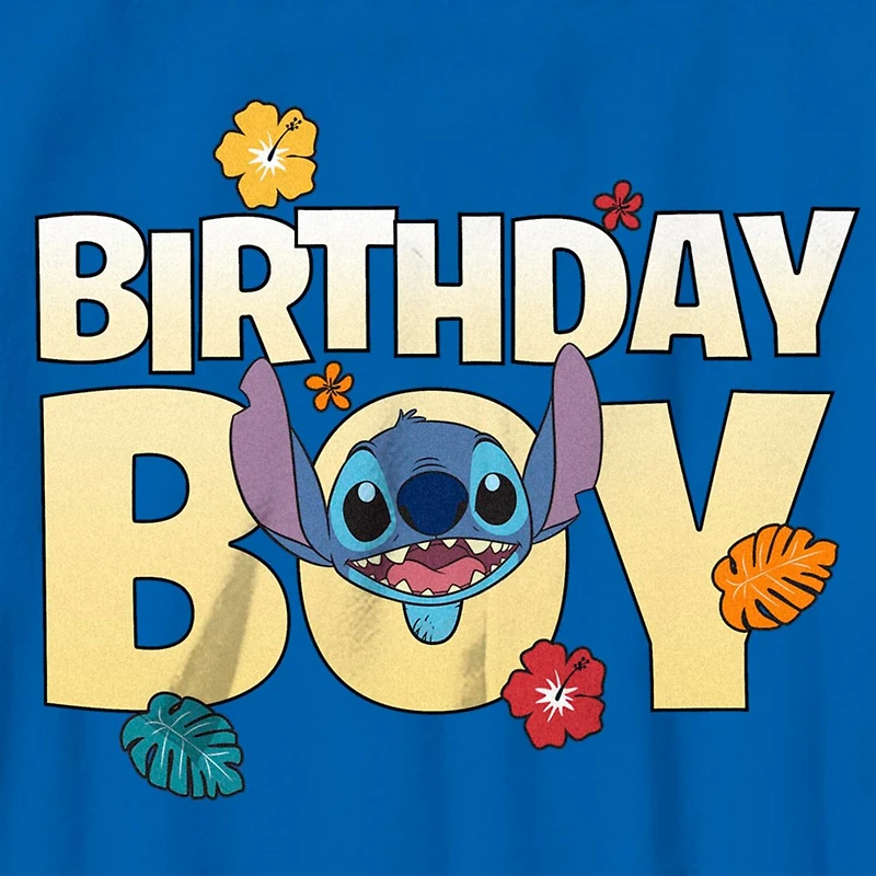 Disney Collection Little & Big Kid Boys Crew Neck Short Sleeve Regular Fit Lilo Stitch Graphic T-Shirt