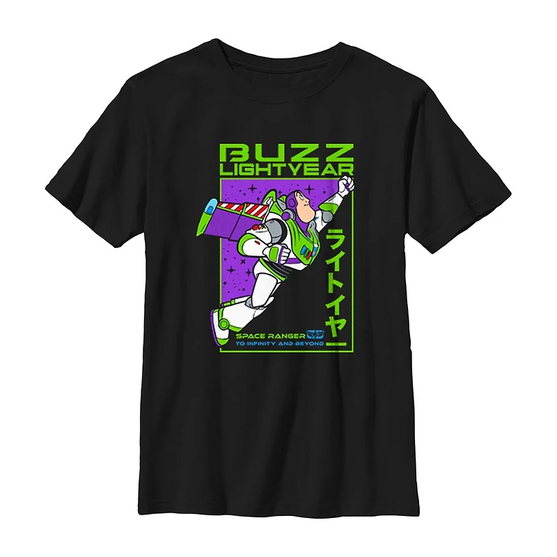 Disney Collection Little & Big Kid Boys Crew Neck Short Sleeve Regular Fit Buzz Lightyear Toy Story Graphic T-Shirt
