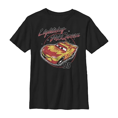 Disney Collection Little & Big Kid Boys Crew Neck Short Sleeve Regular Fit Cars Graphic T-Shirt