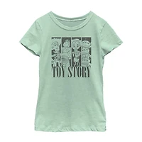 Disney Collection Little & Big Kid Girls Crew Neck Short Sleeve Regular Fit Buzz Lightyear Jessie Woody Graphic T-Shirt