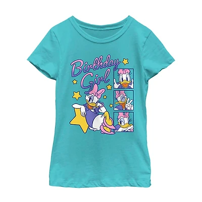Disney Collection Little & Big Kid Girls Crew Neck Short Sleeve Regular Fit Daisy Duck Graphic T-Shirt