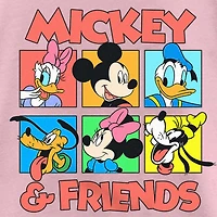 Disney Collection Little & Big Kid Girls Crew Neck Short Sleeve Regular Fit Mickey and Friends Graphic T-Shirt