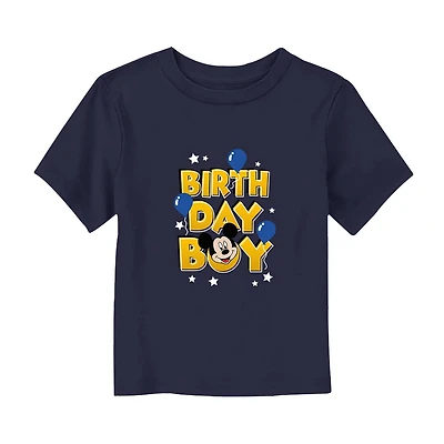 Disney Collection Toddler Boys Crew Neck Short Sleeve Regular Fit Mickey Mouse Graphic T-Shirt