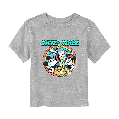 Disney Collection Little & Big Kid Girls Crew Neck Short Sleeve Regular Fit Mickey and Friends Graphic T-Shirt