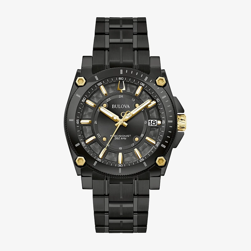 Bulova Luxury Icon Mens Black Stainless Steel Bracelet Watch 98b408