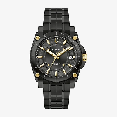 Bulova Luxury Icon Mens Black Stainless Steel Bracelet Watch 98b408