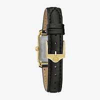 Bulova Classic Sutton Womens Diamond Accent Black Leather Strap Watch 97p166