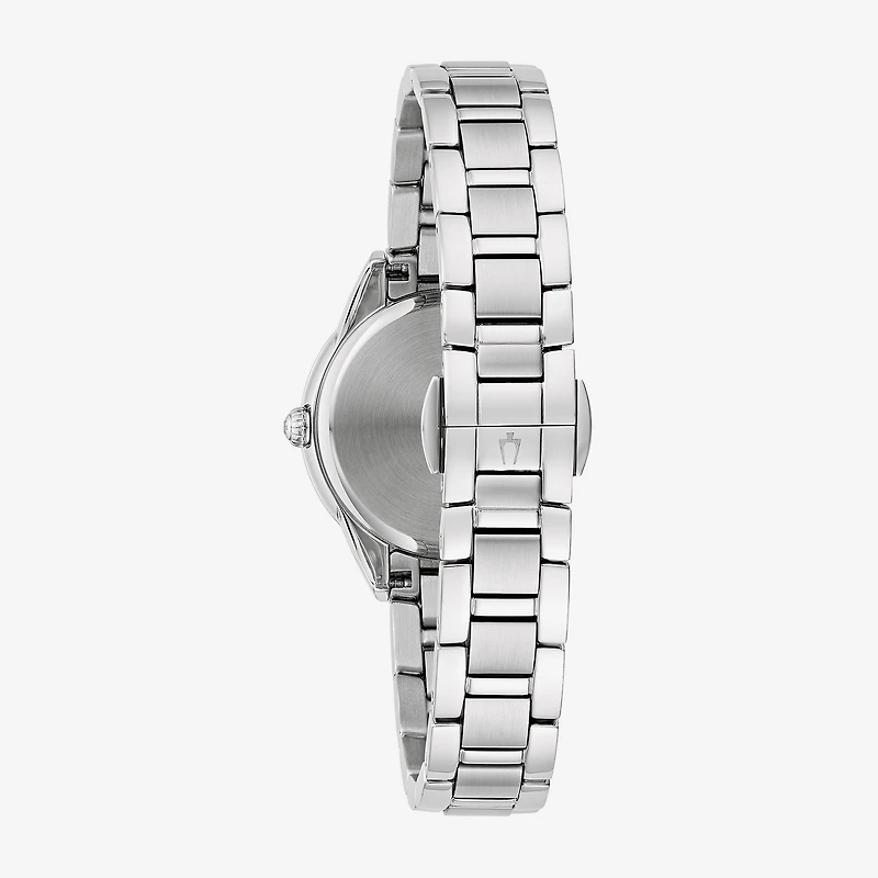 Bulova Classic Sutton Womens Diamond Accent Silver Tone Stainless Steel Bracelet Watch 96r253