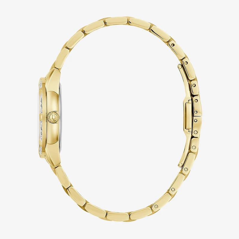 Bulova Classic Sutton Womens Diamond Accent Gold Tone Stainless Steel Bracelet Watch 98r297