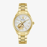 Bulova Classic Sutton Womens Automatic Gold Tone Stainless Steel Bracelet Watch 97l172