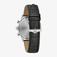 Bulova Classic Sutton Mens Chronograph Black Leather Strap Watch 96b403