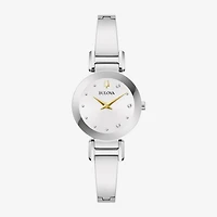Bulova Modern Marc Anthony Womens Diamond Accent Silver Tone Stainless Steel Bangle Watch 96p241