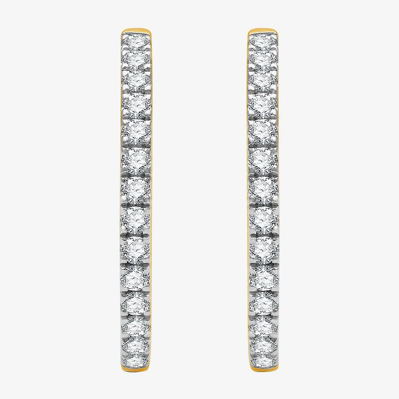 (H-I / I1) 1 CT. T.W. Lab Grown Diamond 10K or 14K White or Yellow Gold 23.1mm Hoop Earrings