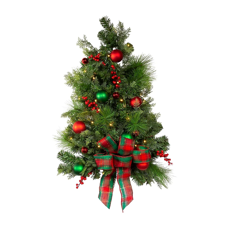 Kurt Adler Battery-Operated Red And Green 2 Foot Pre-Lit Christmas Tree