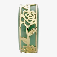 Womens 10MM Genuine Green Jade 10K Gold Over Silver Band