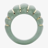 Womens 3.5MM Genuine Green Jade 10K Gold Band
