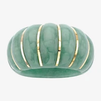 Womens 3.5MM Genuine Green Jade 10K Gold Band