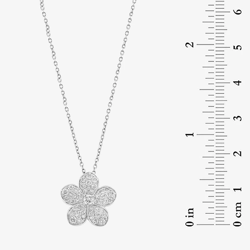 Effy Final Call (E-F / Vs2-Si1) Womens 3/4 CT. T.W. Lab Grown White Diamond Sterling Silver Flower 16 Inch Pendant Necklace