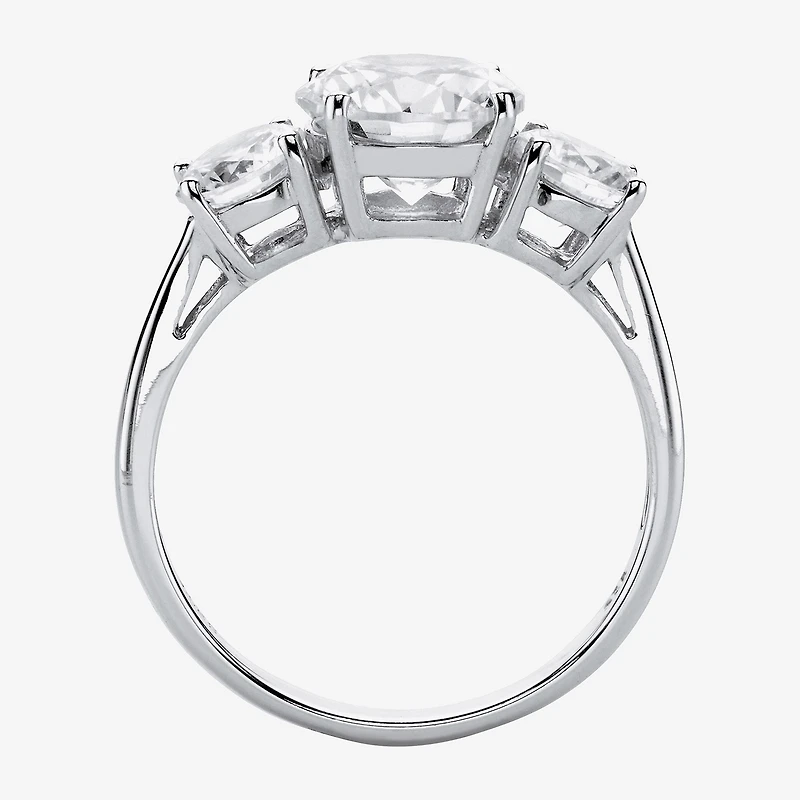 Diamonart Womens CT. T.W. Cubic Zirconia Platinum Over Silver Round Engagement Ring
