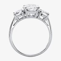 Diamonart Womens CT. T.W. Cubic Zirconia Platinum Over Silver Round Engagement Ring