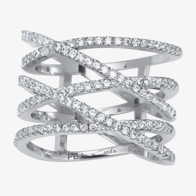 Diamonart Womens 1/2 CT. T.W. Cubic Zirconia Sterling Silver Round Cocktail Ring