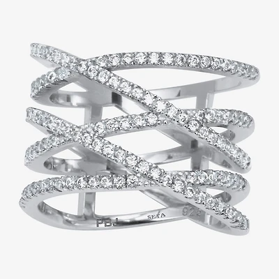 Diamonart Womens 1/ CT. T.W. Cubic Zirconia Sterling Silver Round Cocktail Ring