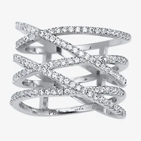 Diamonart Womens 1/2 CT. T.W. Cubic Zirconia Sterling Silver Round Cocktail Ring