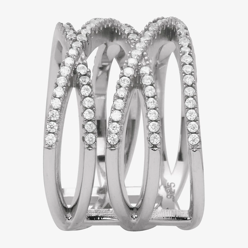 Diamonart Womens 1/2 CT. T.W. Cubic Zirconia Sterling Silver Round Cocktail Ring