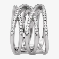 Diamonart Womens 1/2 CT. T.W. Cubic Zirconia Sterling Silver Round Cocktail Ring