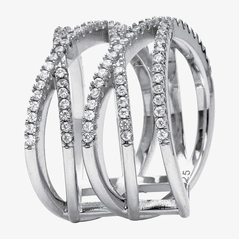Diamonart Womens 1/2 CT. T.W. Cubic Zirconia Sterling Silver Round Cocktail Ring