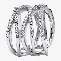 Diamonart Womens 1/2 CT. T.W. Cubic Zirconia Sterling Silver Round Cocktail Ring