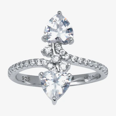 Diamonart Womens 1 7/8 CT. T.W. Cubic Zirconia Sterling Silver Heart Cocktail Ring