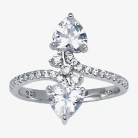 Diamonart Womens 1 7/8 CT. T.W. Cubic Zirconia Sterling Silver Heart Cocktail Ring