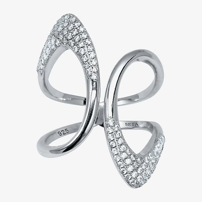 Diamonart Womens 1/ CT. T.W. Cubic Zirconia Sterling Silver Round Cocktail Ring