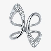 Diamonart Womens 1/ CT. T.W. Cubic Zirconia Sterling Silver Round Cocktail Ring