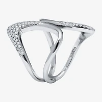 Diamonart Womens 1/ CT. T.W. Cubic Zirconia Sterling Silver Round Cocktail Ring
