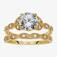 Diamonart Womens 2 1/5 CT. T.W. Cubic Zirconia 14K Gold Over Silver Round Bridal Set