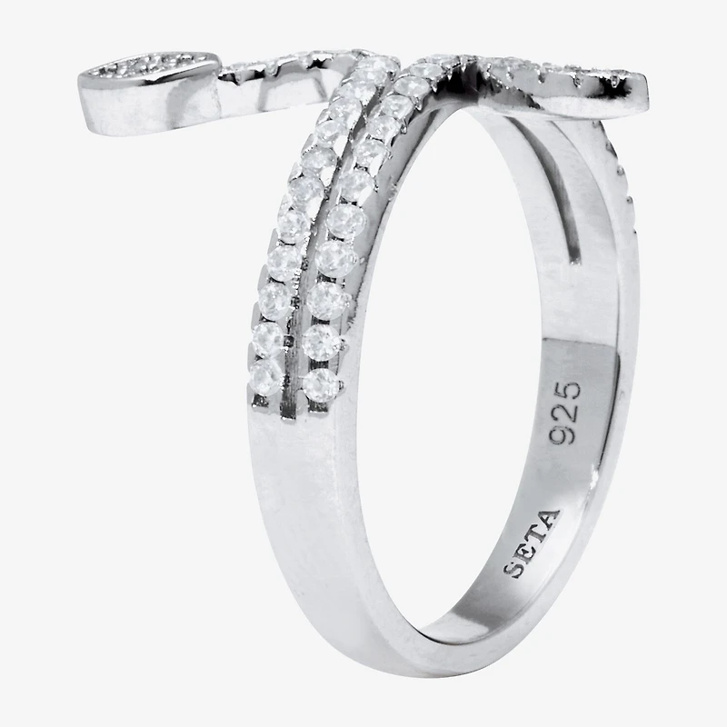 Diamonart Snake Womens 3MM 3/8 CT. T.W. Cubic Zirconia Sterling Silver Round Bypass Band