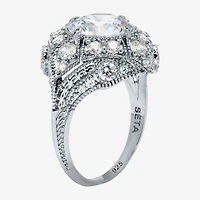 Diamonart Womens 5 1/2 CT. T.W. Cubic Zirconia Platinum Over Silver Round Cocktail Ring