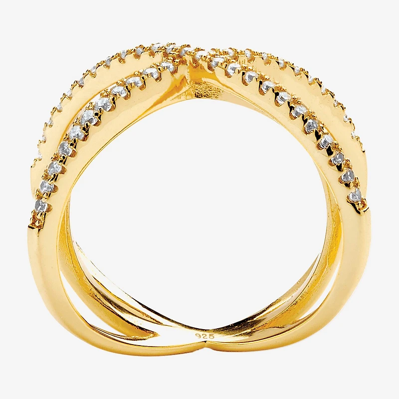 Womens 1/2 CT. T.W. Cubic Zirconia 14K Gold Over Silver Round Cocktail Ring