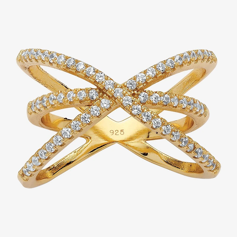 Womens 1/2 CT. T.W. Cubic Zirconia 14K Gold Over Silver Round Cocktail Ring
